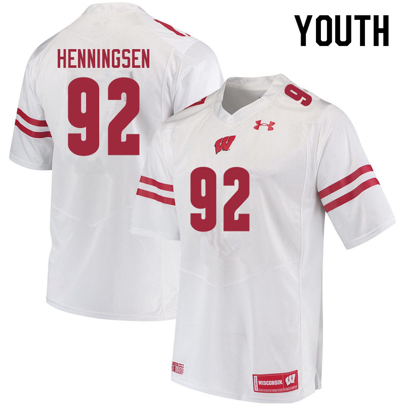 Wisconsin Badgers Youth #92 Matt Henningsen NCAA Under Armour Authentic White College Stitched Football Jersey HN40N41PZ